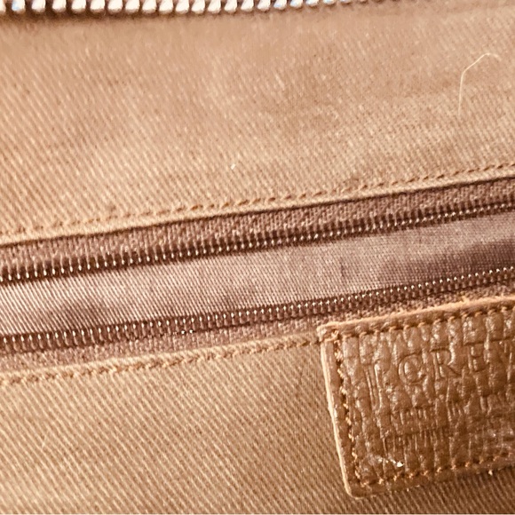 J. Crew Italian soft pebbled  chocolate leather tote bag with strap and pocket - Picture 8 of 16